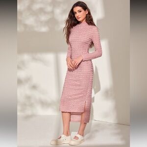 Elegant Pink Textured Women's Dress